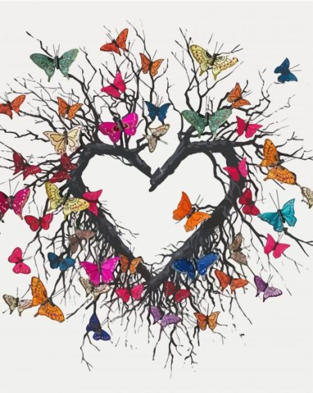 Heart Tree Butterflies Diamond Painting