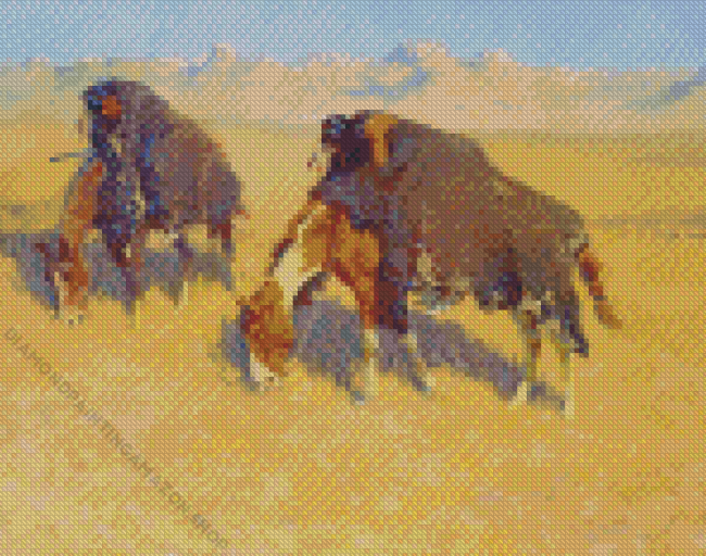 Indians Simulating Buffalo Diamond Painting