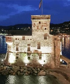 Italy Rapallo Castle At Night Diamond Painting