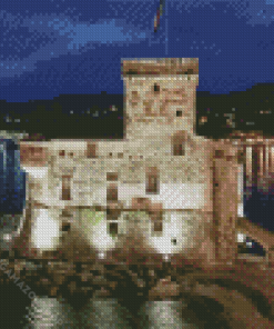 Italy Rapallo Castle At Night Diamond Painting