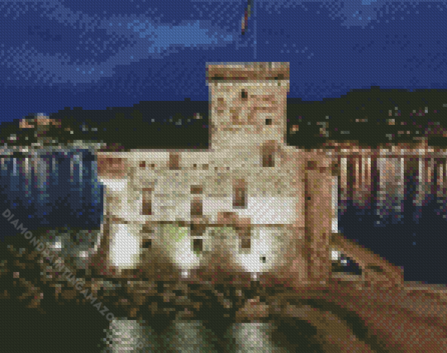 Italy Rapallo Castle At Night Diamond Painting