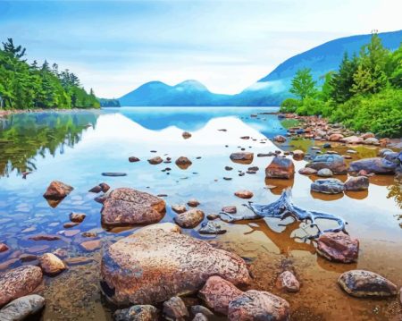 Jordan Pond Maine Landscape Diamond Painting