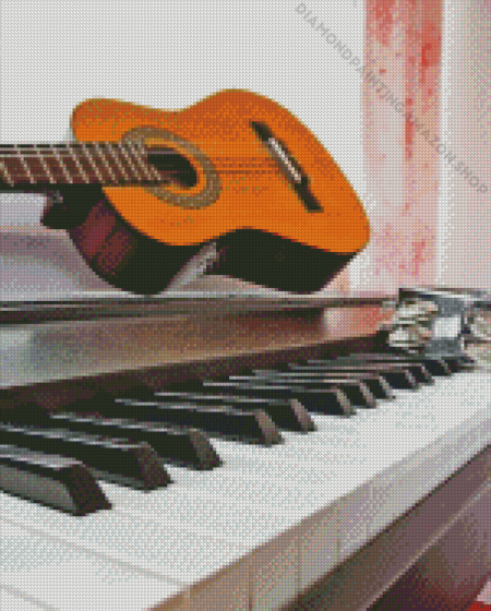 Keyboard And Guitar Instruments Diamond Painting