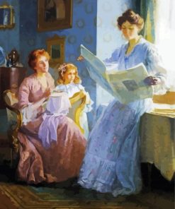 Ladies Reading Newspaper Edwardian Era Diamond Painting