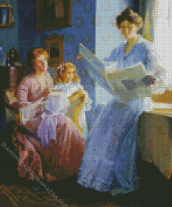 Ladies Reading Newspaper Edwardian Era Diamond Painting