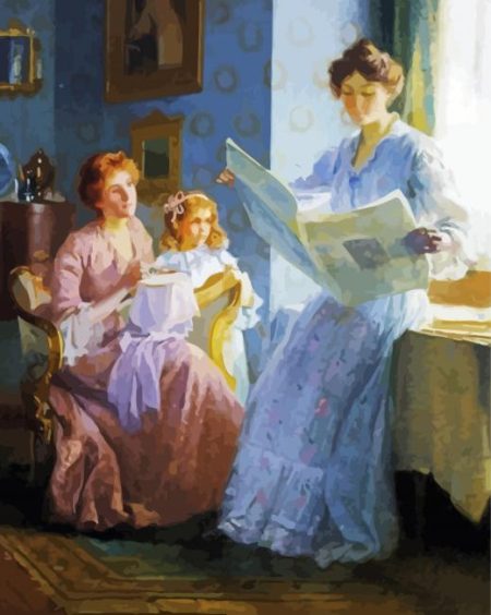 Ladies Reading Newspaper Edwardian Era Diamond Painting