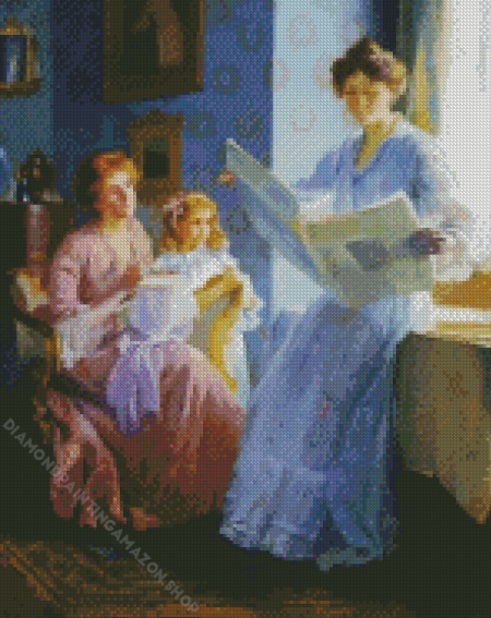 Ladies Reading Newspaper Edwardian Era Diamond Painting