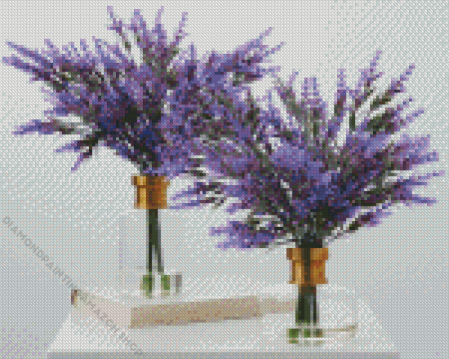 Lavender Flowers In Vases Diamond Painting