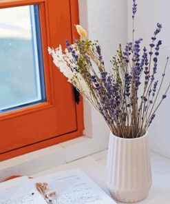 Lavender In Vases With Book Diamond Painting