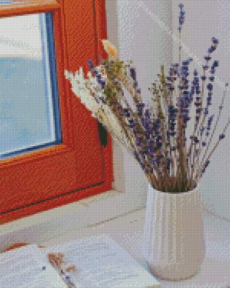 Lavender In Vases With Book Diamond Painting