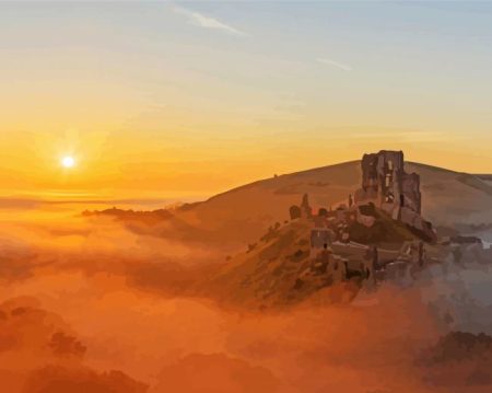 Misty Sunrise Landscape Diamond Painting