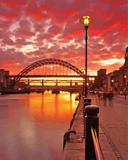 Newcastle Upon Tyne At Sunset Diamond Painting
