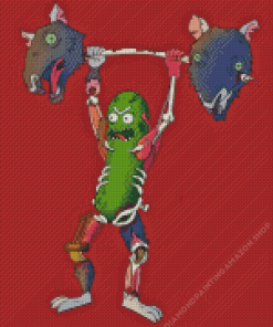 Pickle Rick Lifting Rats Diamond Painting