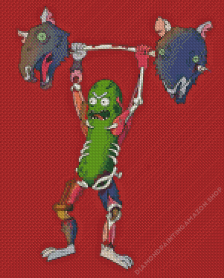 Pickle Rick Lifting Rats Diamond Painting