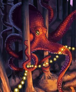 Red Octopus Celebrating Diamond Painting