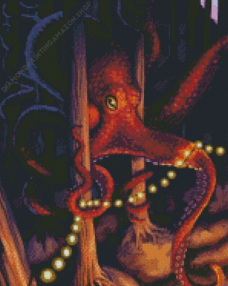 Red Octopus Celebrating Diamond Painting