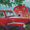 Red Barn And Truck Diamond Painting