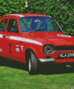 Red Ford Escort Car Diamond Painting