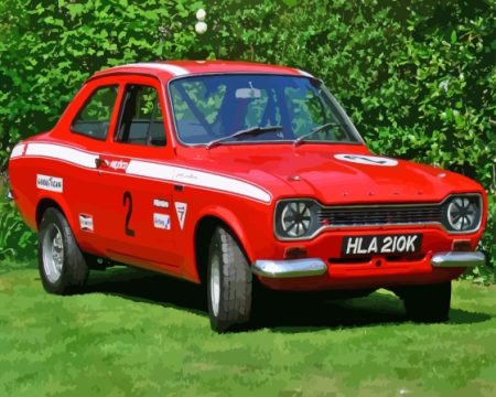 Red Ford Escort Car Diamond Painting