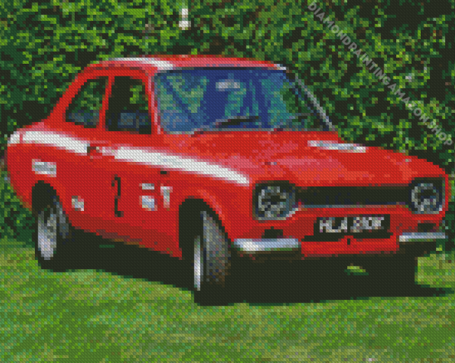 Red Ford Escort Car Diamond Painting