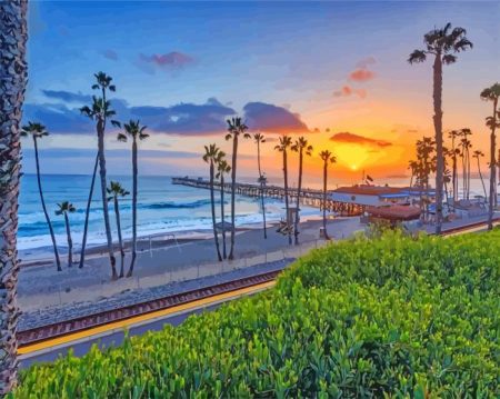 San Clemente Beach Sunset Diamond Painting