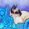 Siamese And Blue Flowers Diamond Painting