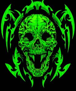 Skull Green Art Diamond Painting