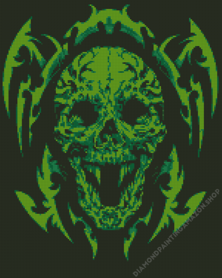 Skull Green Art Diamond Painting