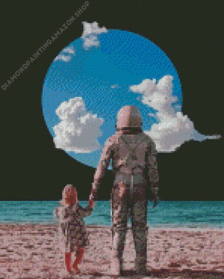 Space Astronaut Beach Diamond Painting
