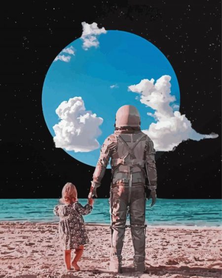 Space Astronaut Beach Diamond Painting