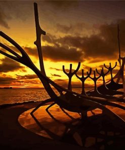 Sun Voyager Sculpture At Sunset Diamond Painting