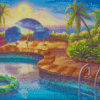 Sunset Swimming Pool Diamond Painting