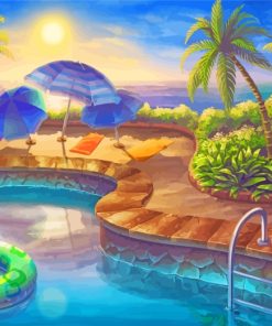 Sunset Swimming Pool Diamond Painting