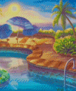 Sunset Swimming Pool Diamond Painting