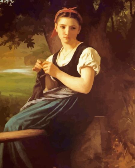 The Knitting Girl Bouguereau Diamond Painting