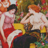 Three Classic Women In Garden Diamond Painting