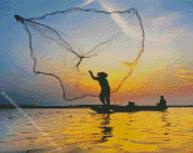 Throwing Net At Sunset Diamond Painting