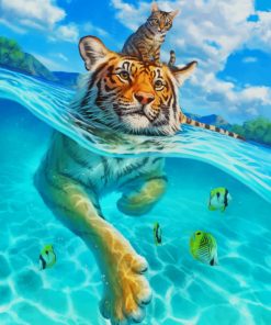 Tiger In Water Diamond Painting