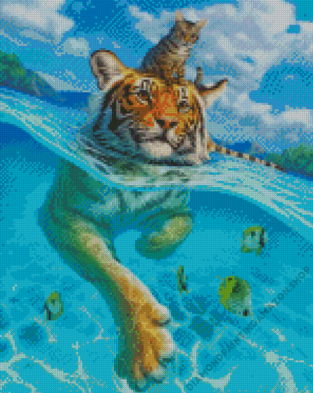Tiger In Water Diamond Painting