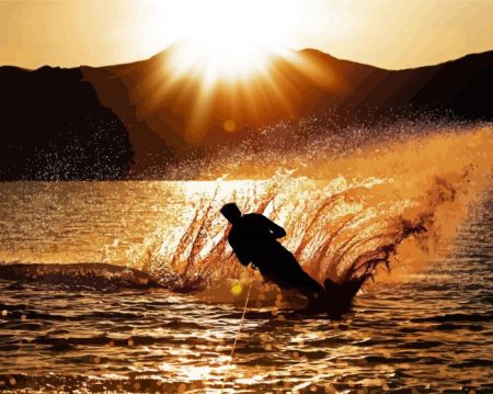 Water Skiing At Sunset Diamond Painting