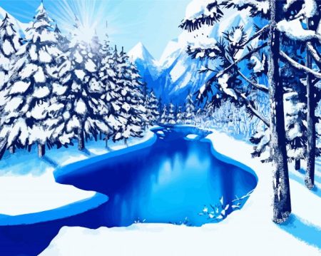Winter Stream Art Diamond Painting