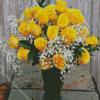 Yellow Roses In Vase Diamond Painting