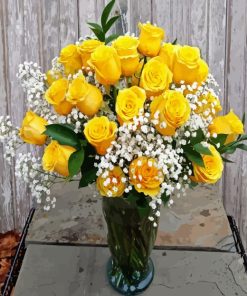 Yellow Roses In Vase Diamond Painting