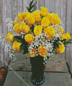 Yellow Roses In Vase Diamond Painting