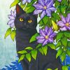 Aesthetic Black Cat And Flowers Diamond Painting