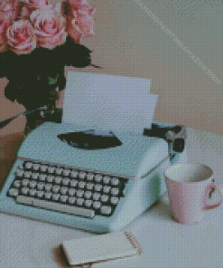 Aesthetic Blue Typewriter Diamond Painting