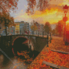 Amsterdam Autumn At Sunset Diamond Painting