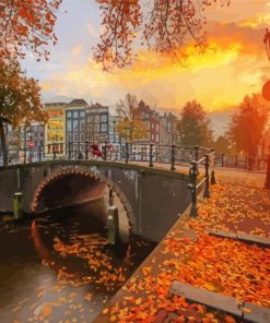 Amsterdam Autumn At Sunset Diamond Painting