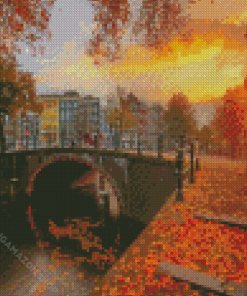 Amsterdam Autumn At Sunset Diamond Painting