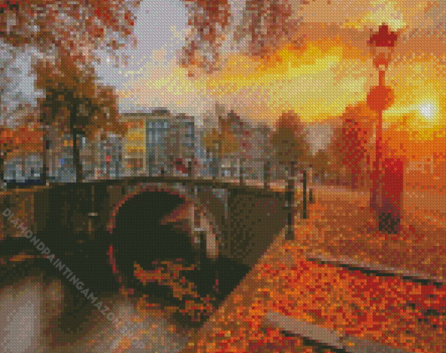 Amsterdam Autumn At Sunset Diamond Painting